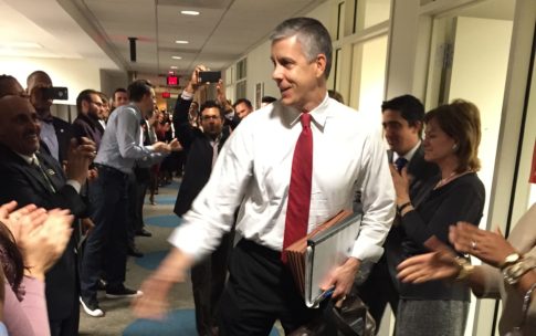 Secretary Duncan was beloved at the Department of Education. When he resigned in December 2015, the staff lined the hallways to say goodbye. 